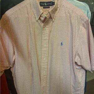 Ralph Lauren Men's Pink Striped Button Down Shirt